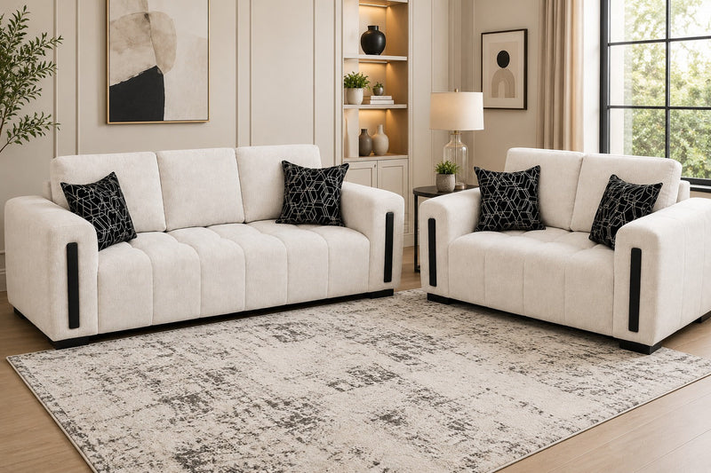 3 PC Speed Grey Fabric Sofa Set