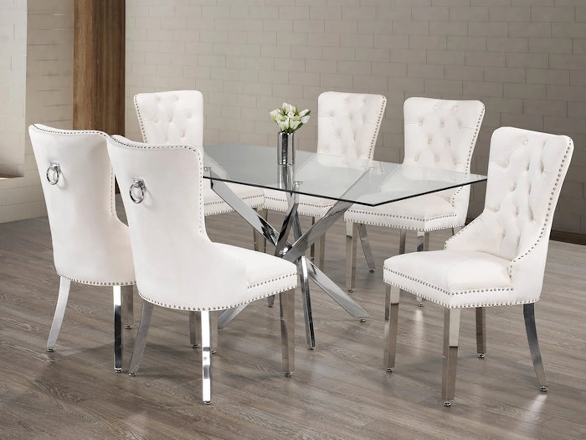 5 PC Glass Dining Table Set