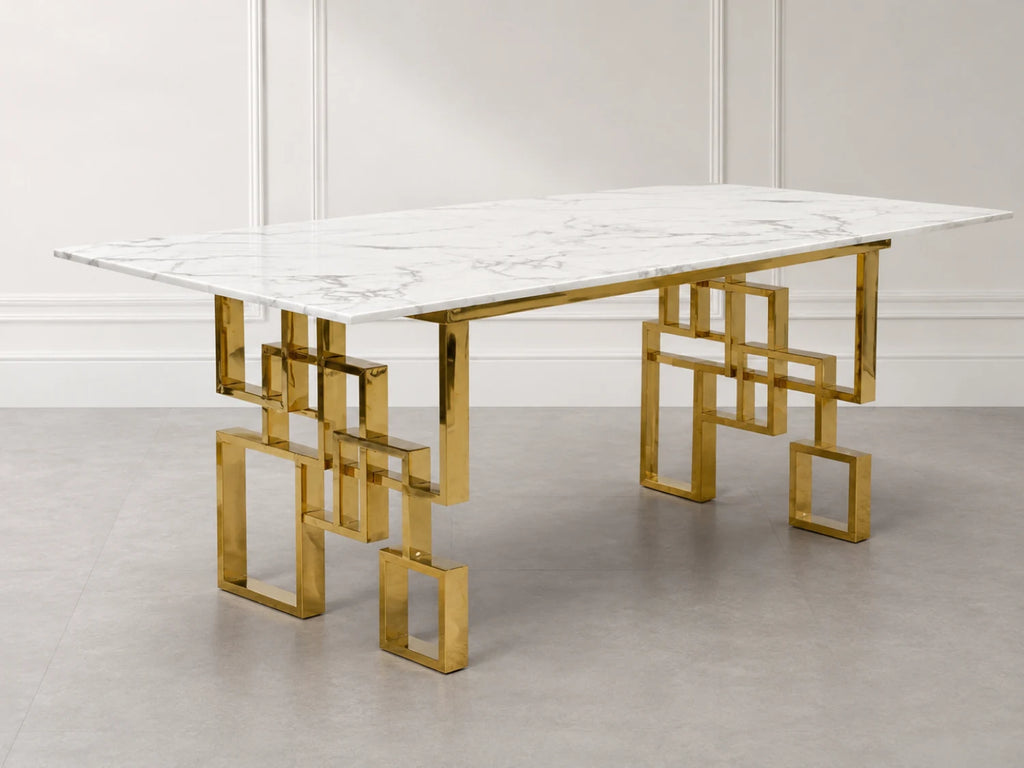 Dexter 79 Inch Marble Table with Gold Legs
