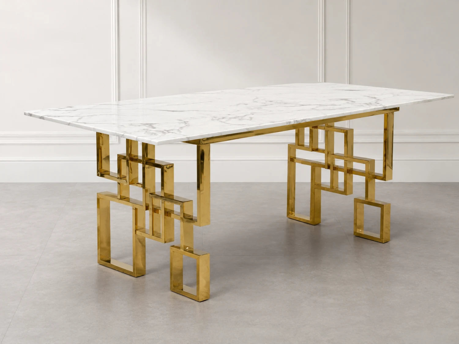 Dexter 79 Inch Marble Table with Gold Legs
