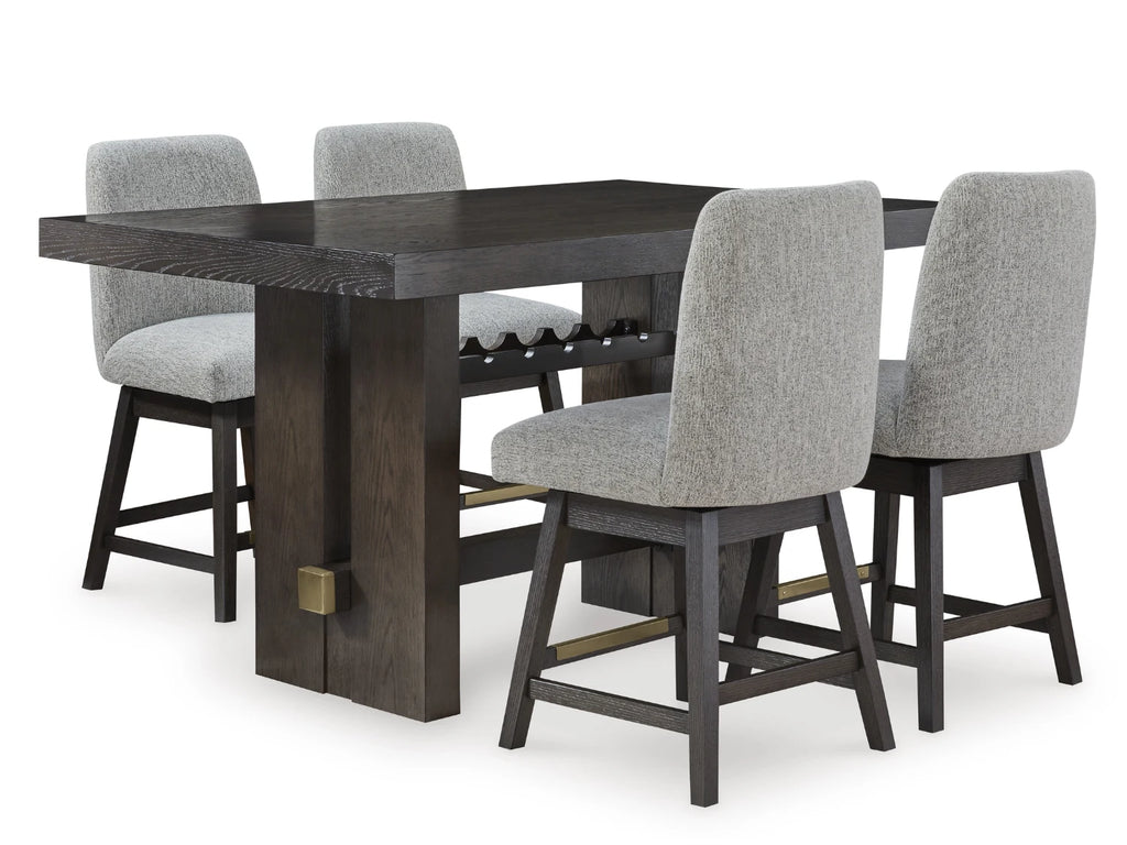 Burkhaus 5-Piece Counter-Height Dining Set with Oak Finish by Ashley