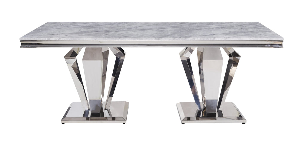 Modern Marble Dining Table with Stainless Steel Base