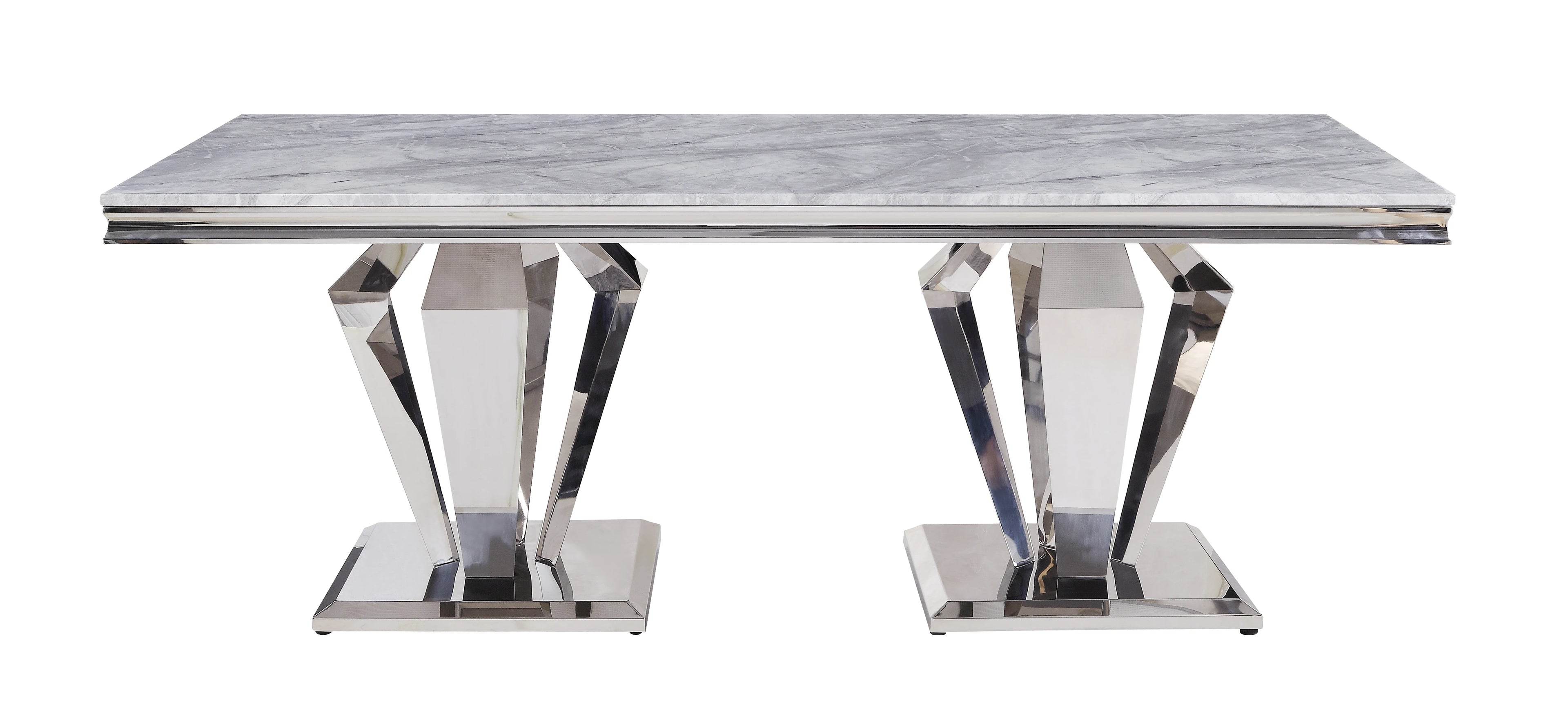 Modern Marble Dining Table with Stainless Steel Base