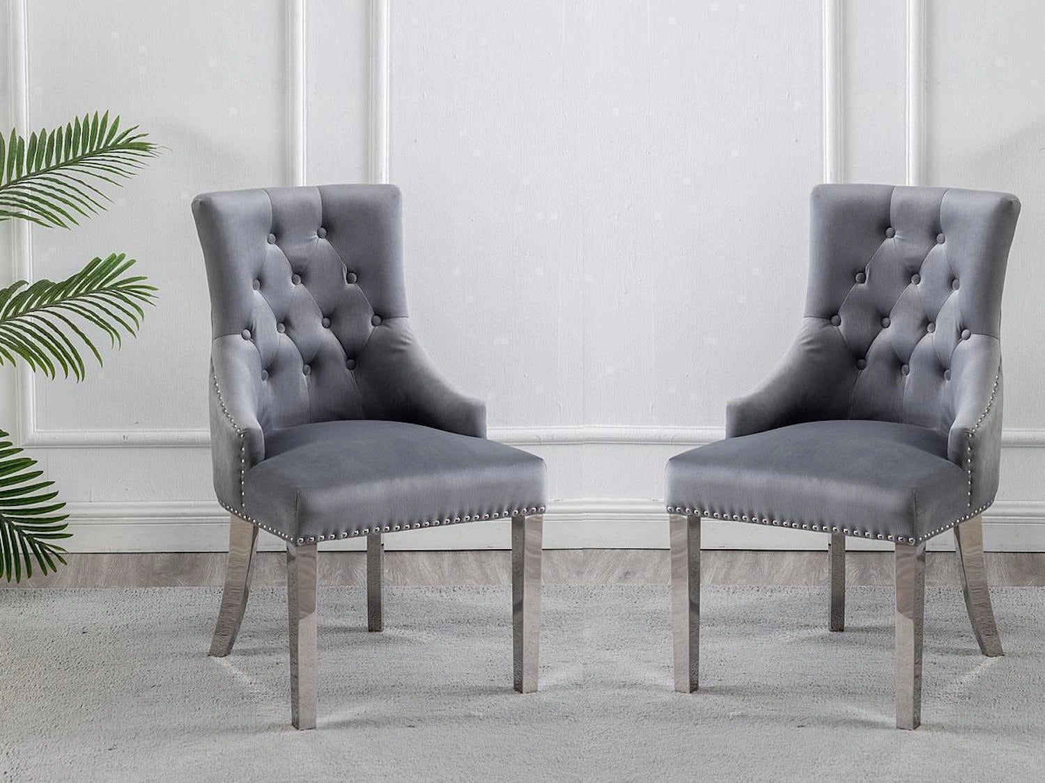 Fancy Chair (Grey Velve) 2 PC