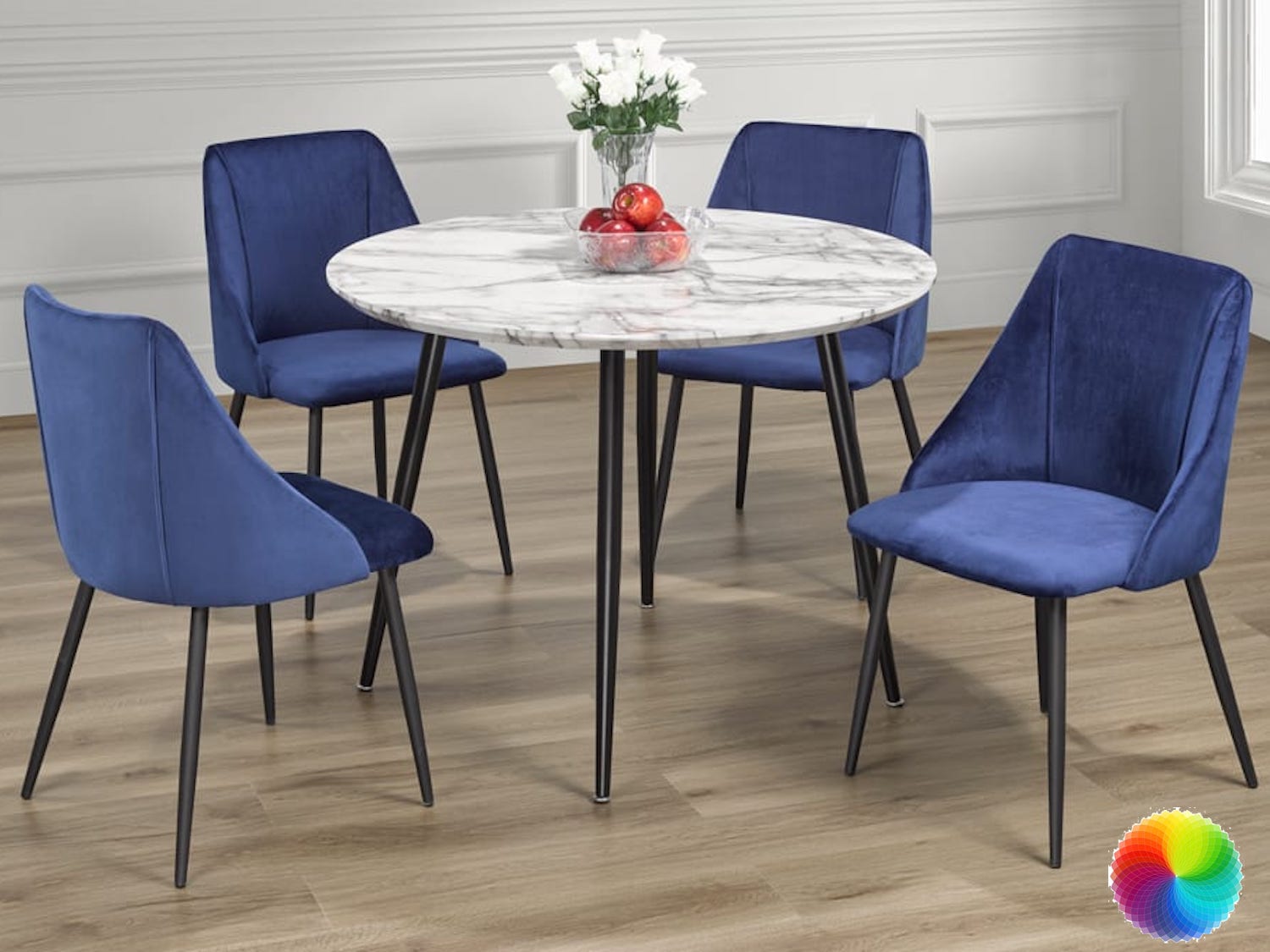 5 PC Faux Marble Dining Table Set