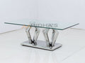 51 INCH Double Pedestal Coffee Table with Stainless Steel Legs