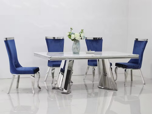 87 Inch 5 PC Cultured Marble Dining Set