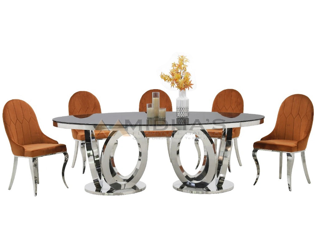 95 Inch Black Tempered Glass Oval Table
