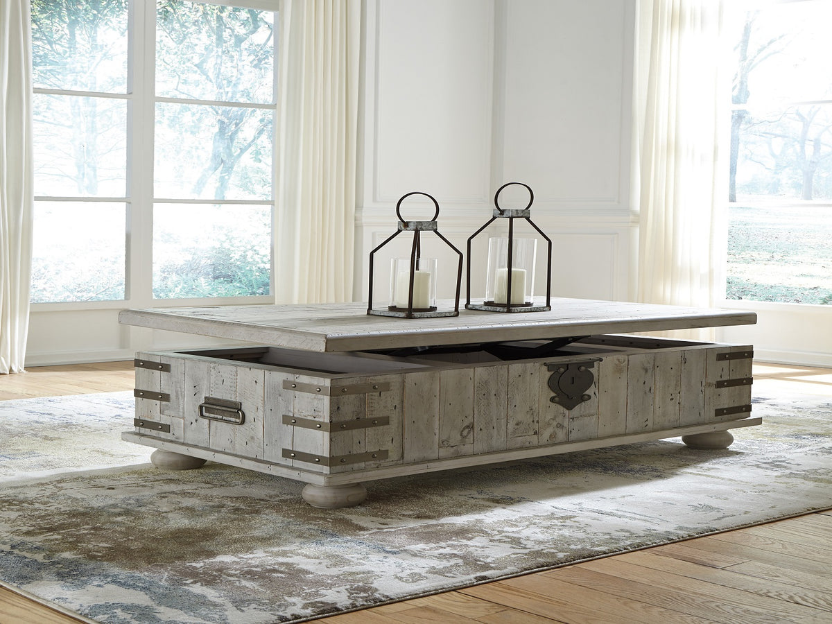 Signature design by Ashley Carynhurst coffee table in White Wash Gray
