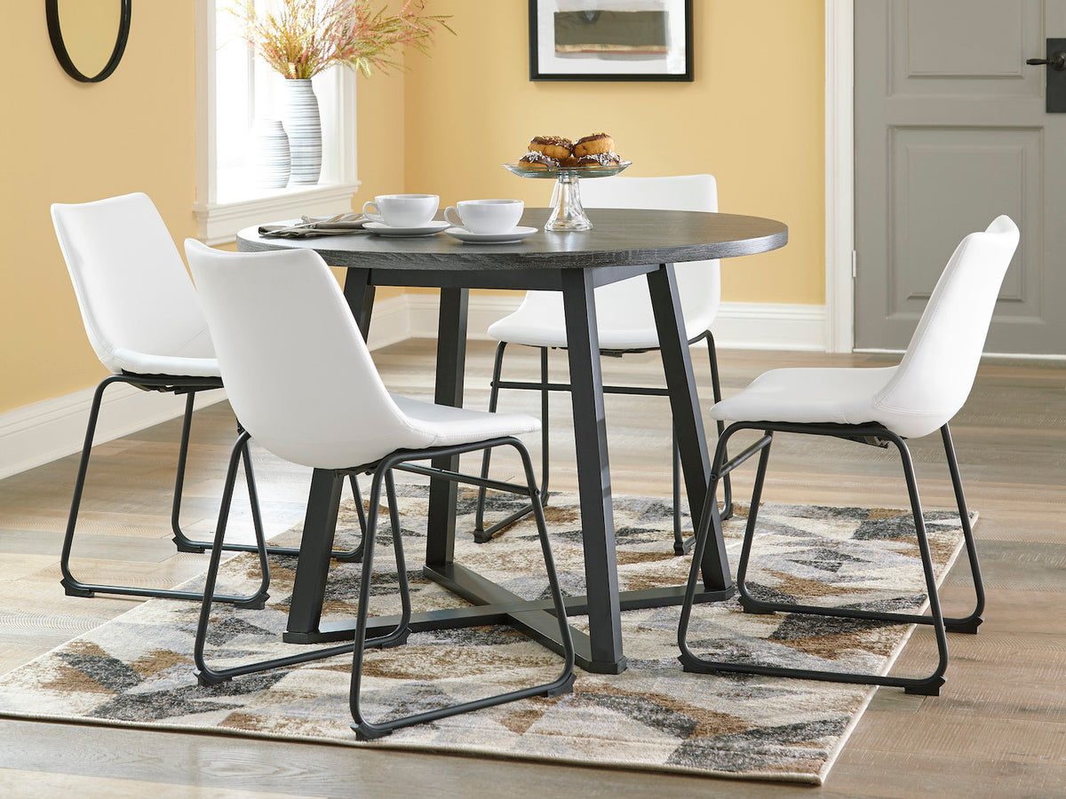 Ashley Centiar Table Set (Table + 4 Chairs) Grey/Black