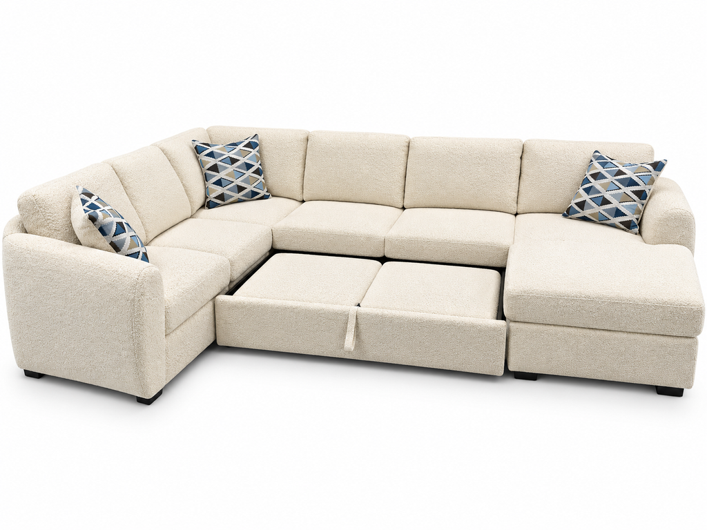Viper Bouclé Sectional Sofa Bed with Storage Chaise