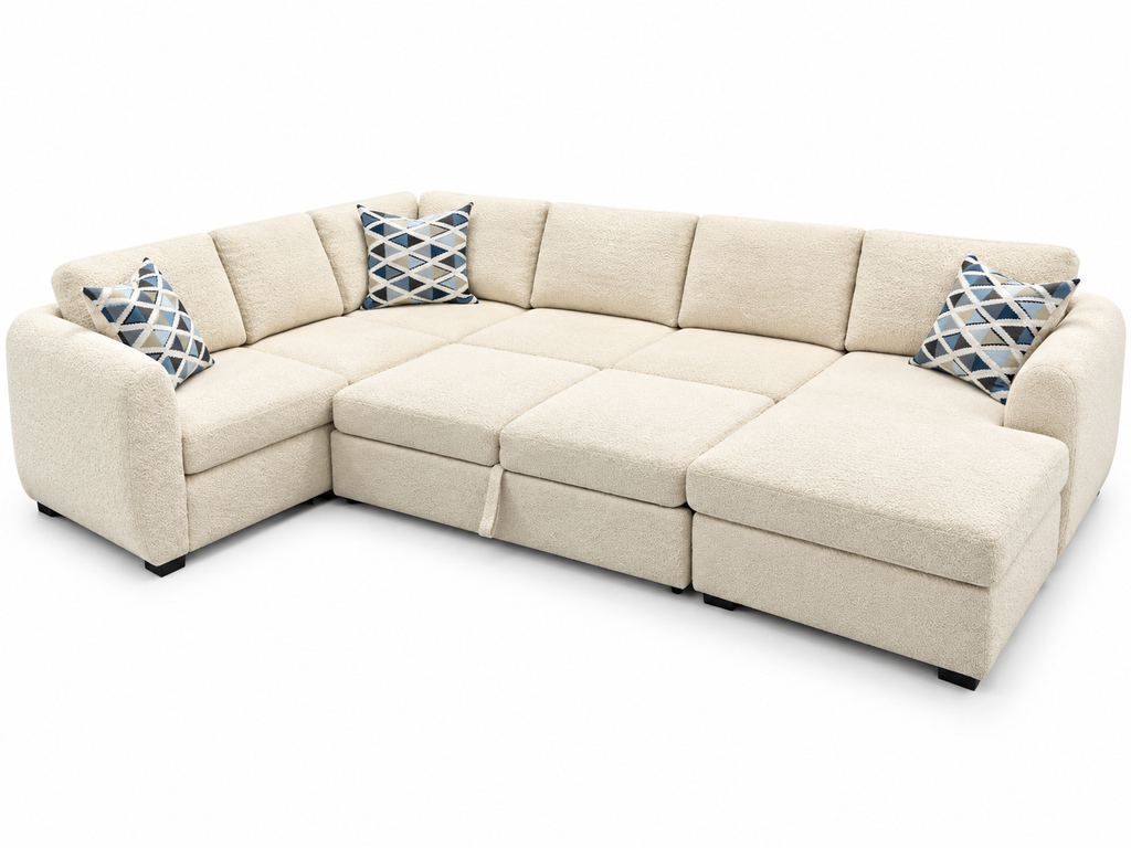 Viper Bouclé Sectional Sofa Bed with Storage Chaise