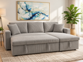 Metro Corduroy Sectional Sofa Bed – Light Grey
