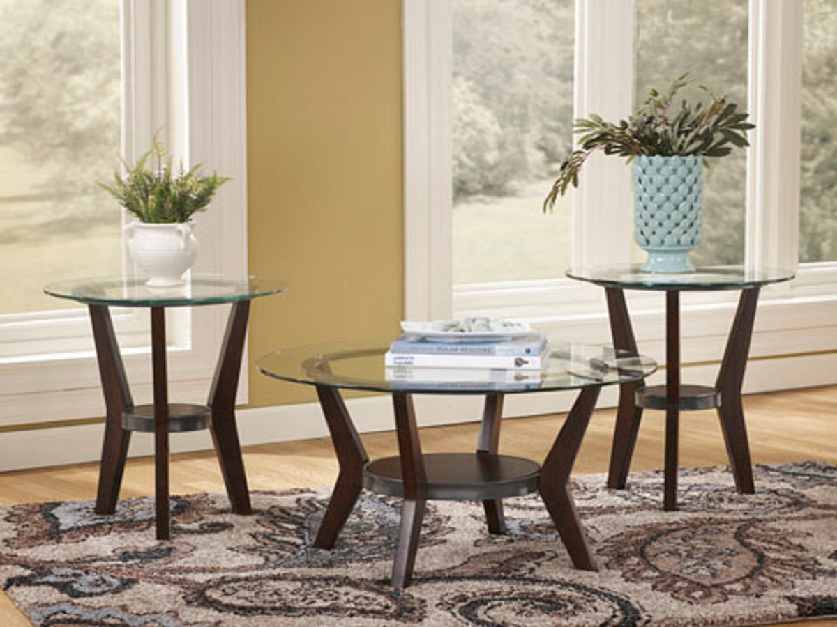 Ashley Fantel 3PC Coffee Table Set with Clear Glass Top