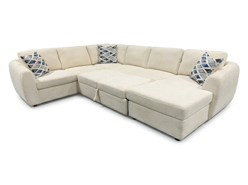 Viper Bouclé Sectional Sofa Bed with Storage Chaise