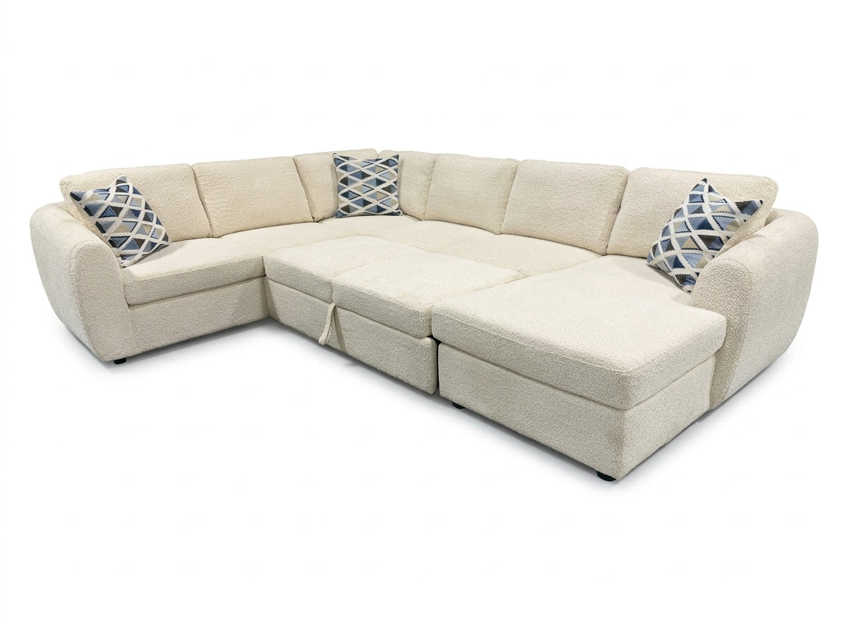 Viper Bouclé Sectional Sofa Bed with Storage Chaise