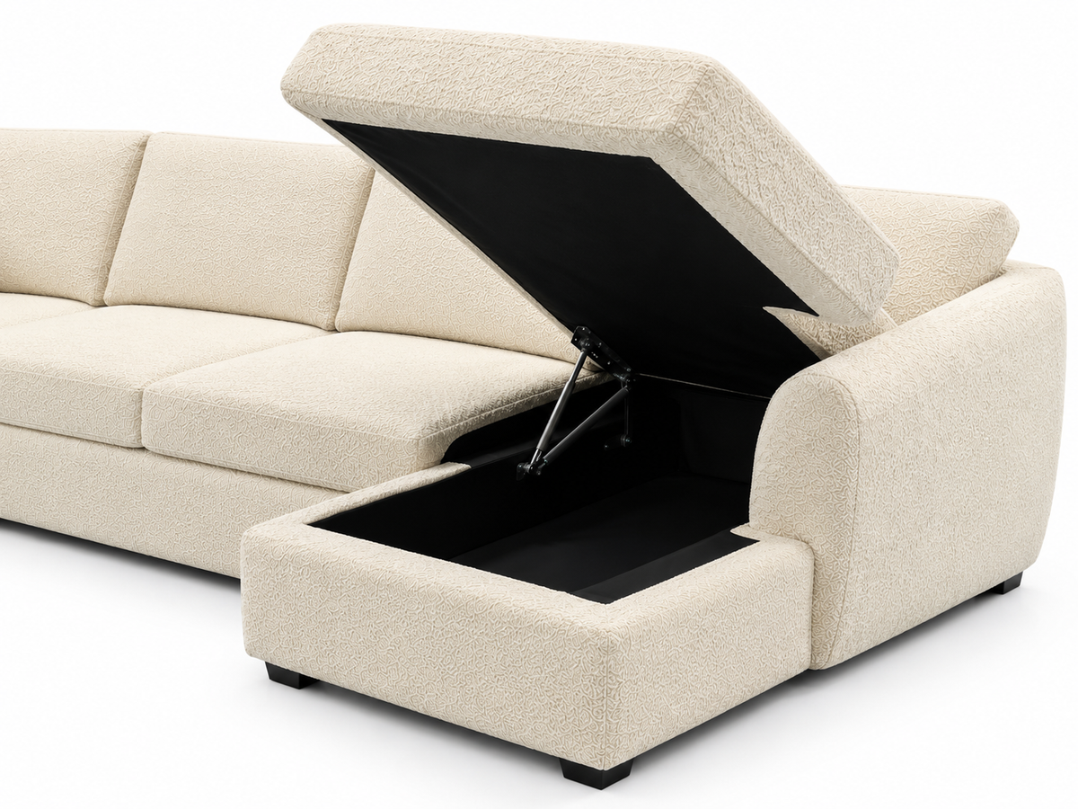 Viper Bouclé Sectional Sofa Bed with Storage Chaise