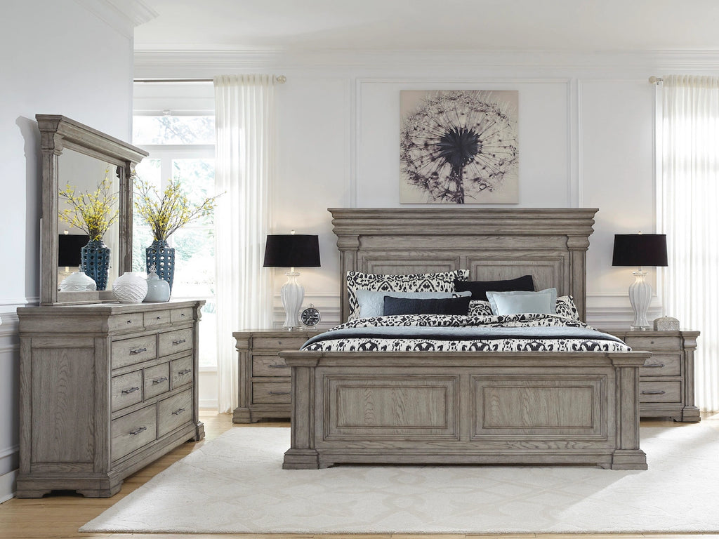Pulaski Furniture Madison Ridge Trendy Bed Set in Light Finished Grey Wash