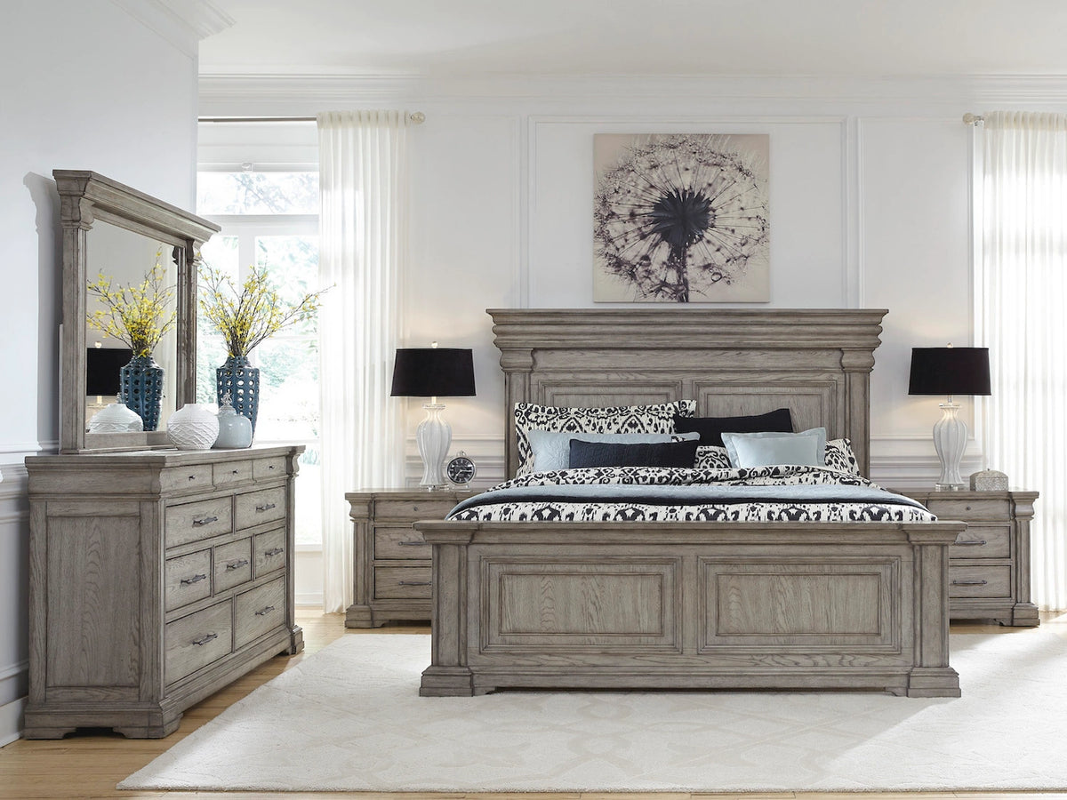 Pulaski Furniture Madison Ridge Trendy Bed Set in Light Finished Grey Wash