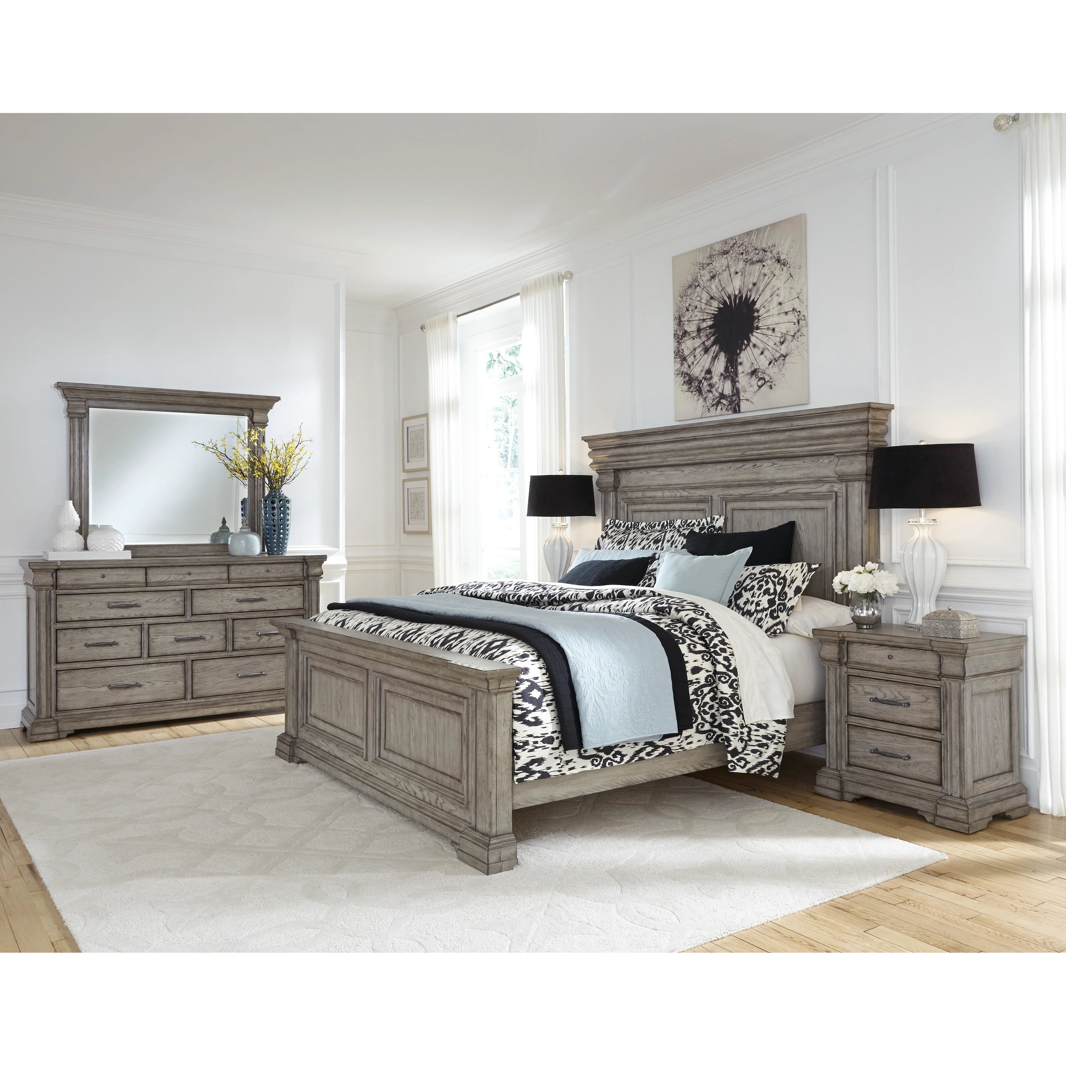 Pulaski Furniture Madison Ridge Trendy Bed Set in Light Finished Grey Wash