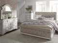 Liberty Furniture Magnolia Manor Sleigh 6 PC Fabric Bed Set in Antique White Finish
