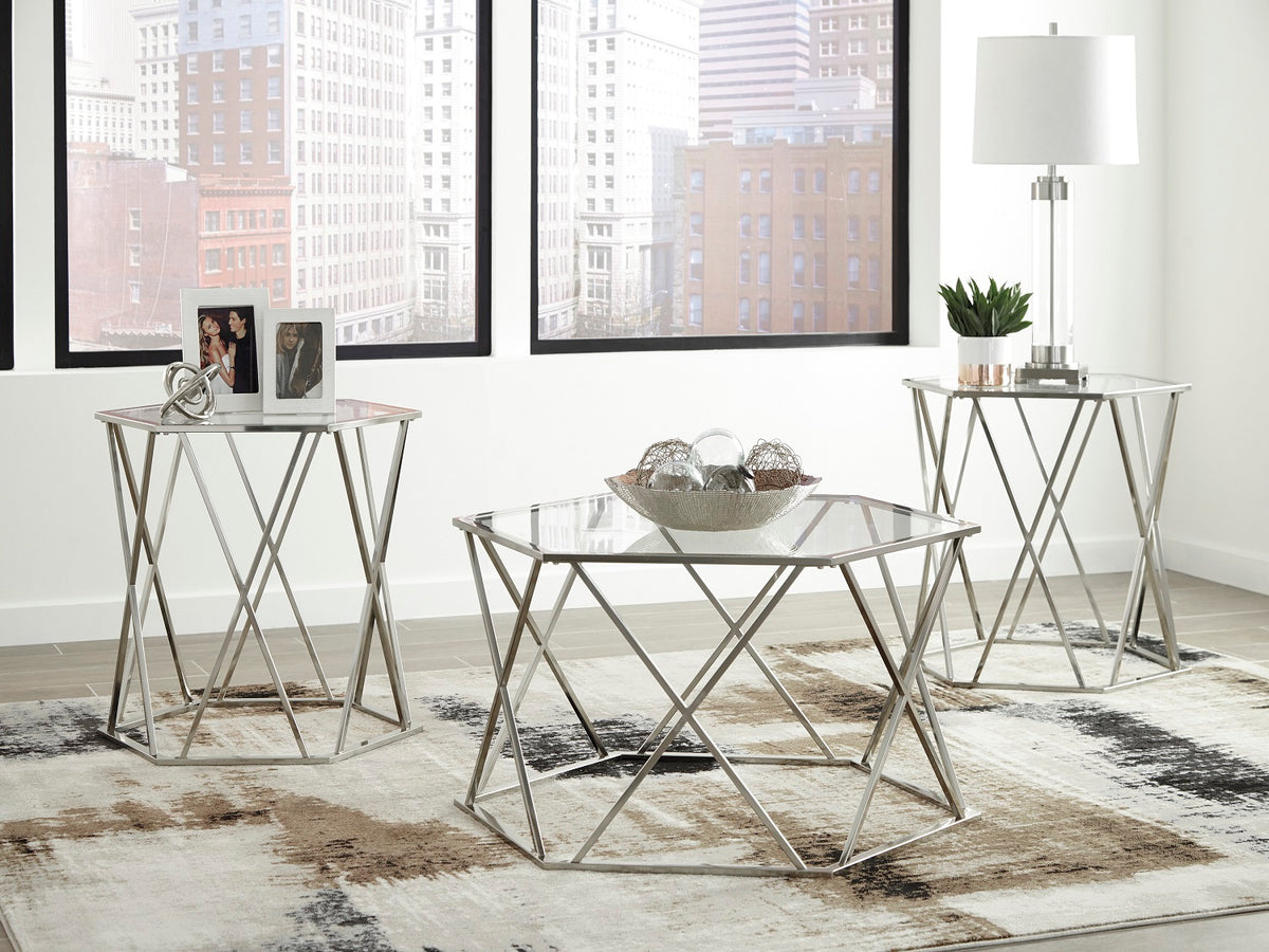 Ashley Midanere 3PC Table Set with Glass Top
