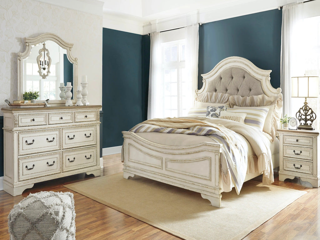 Ashley Realyn 6 PC Queen Traditional Bedroom Set in Elegant Off White