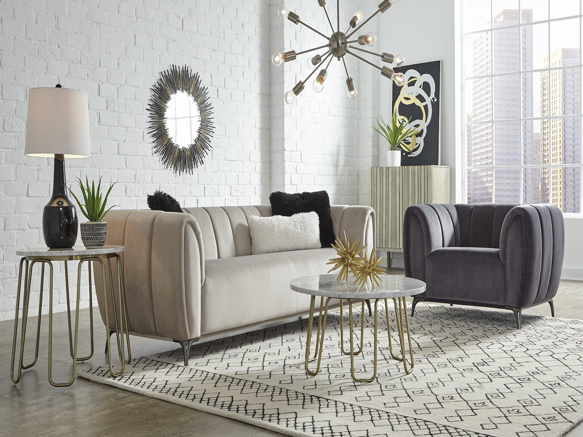Modern Stylish Roma Fabric Sofa in Sedate (Cream Color)
