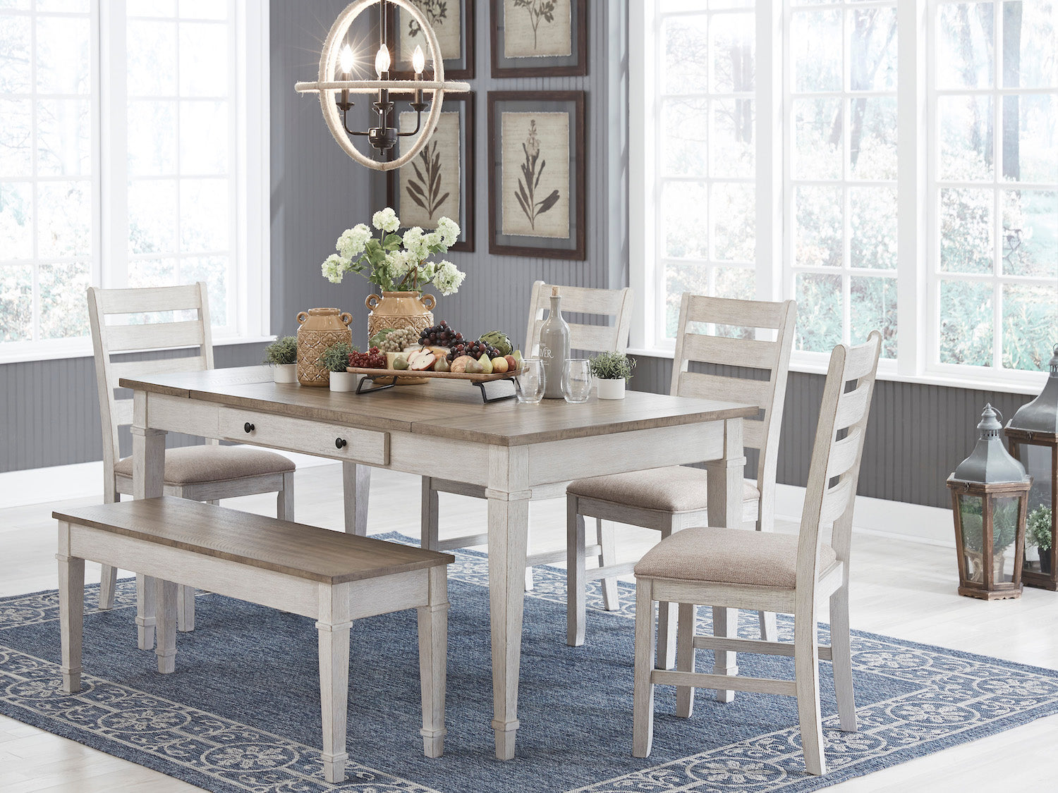 Signature Design by Ashley Skempton 6 PC Dining Set in White