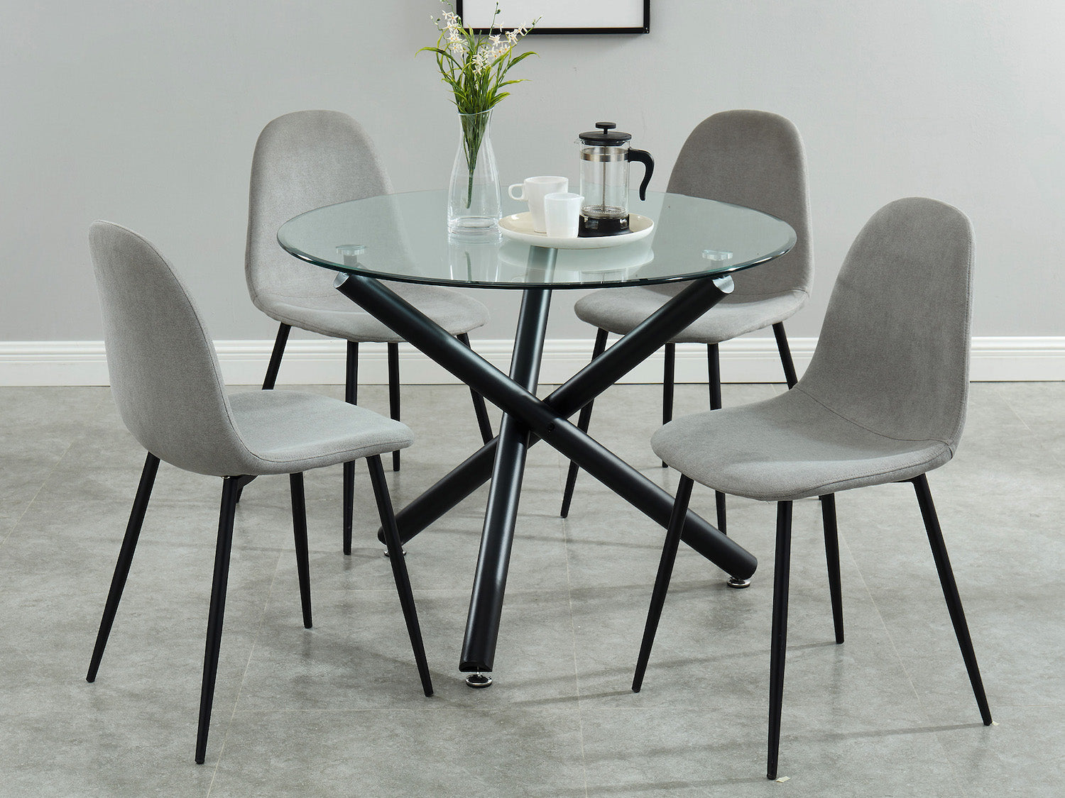 Suzette 5 PC Dining Set with Glass Top