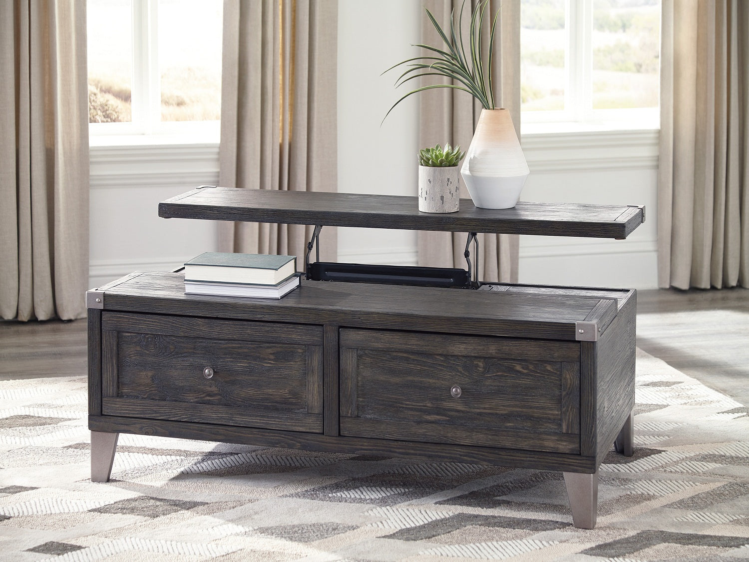 Signature design by Ashley Todoe Lift Top Coffee Table in Dark Gray