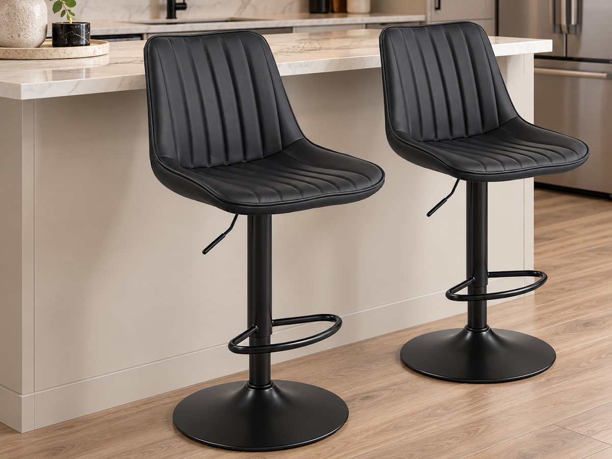 Zane Black PU Barstool (2PC)
