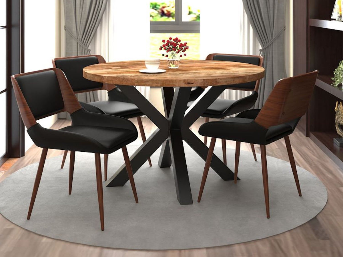 Arhan/Hudson 5pc Dining Set in Natural with Black Chair