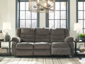 Ashley Tulen Grey Sofa Recliner with Pull Tab Reclining Motion