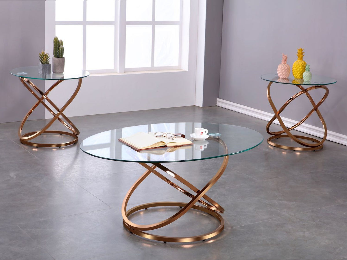 Clarissa 3PC Coffee Table Set- Rose Gold
