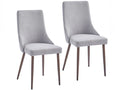 Cora Fabric Dining Chair, Set of 2 in Grey and Walnut