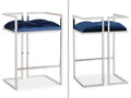 CORALIE Counter Chair Blue Velvet w/ steel base