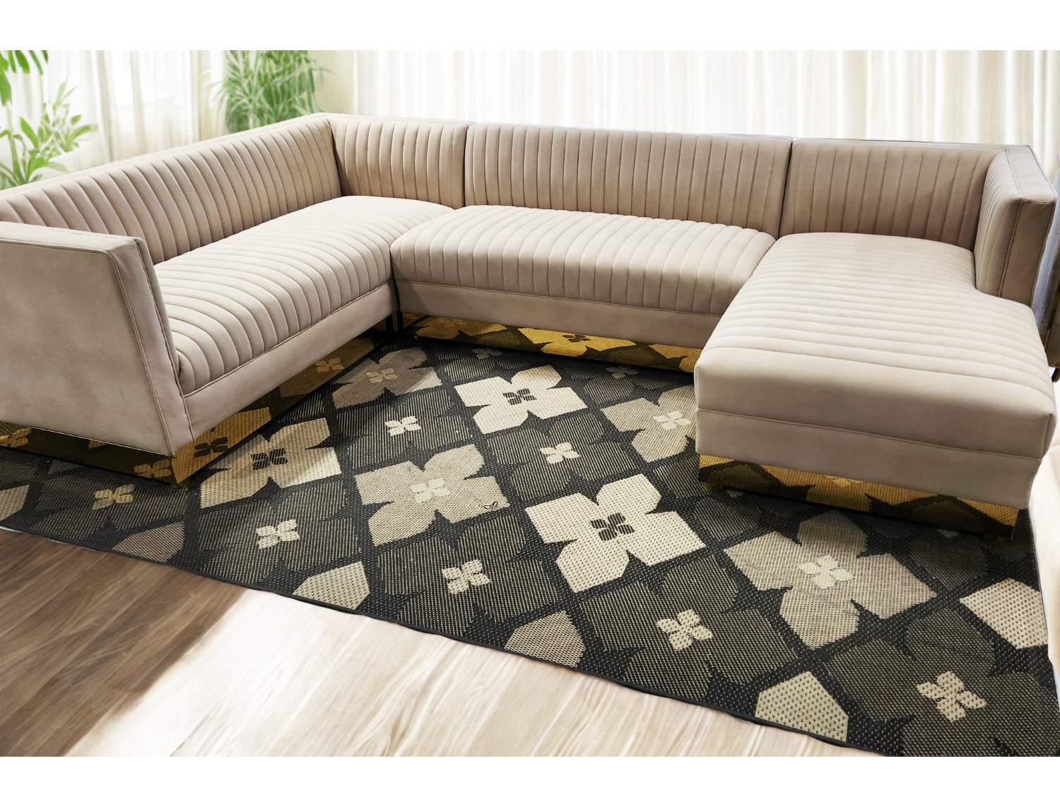Designer Collection 3 PC Sectional  W/Gold Stainless Steel Base