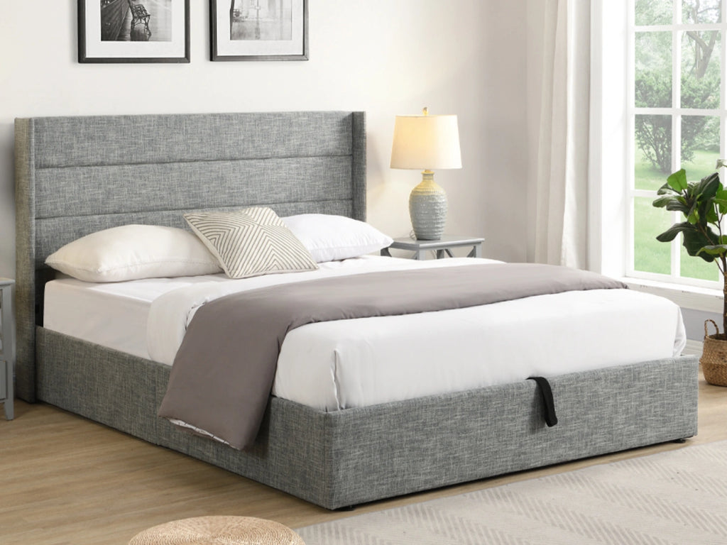 Queen Size Lift-top Storage Bed in Grey