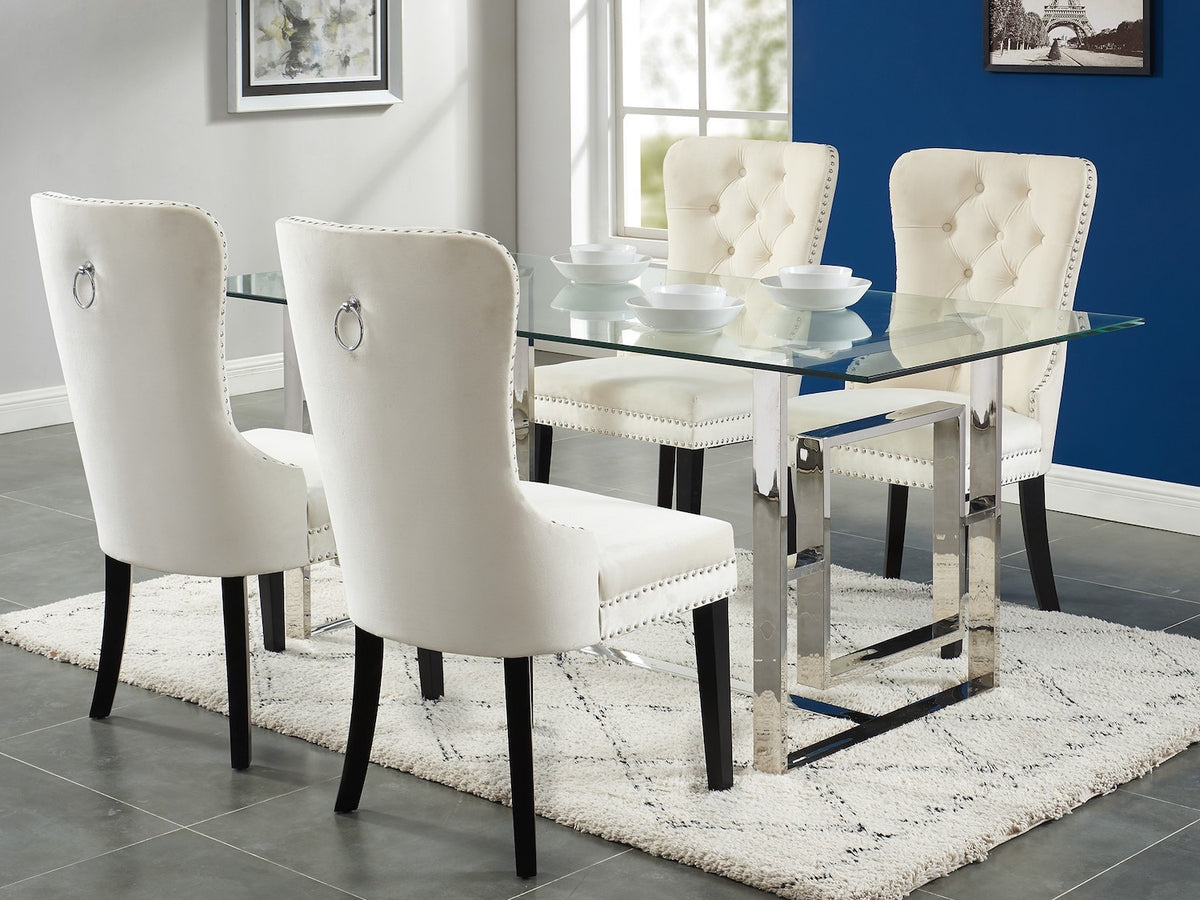 Dropship design Glass Top Eros/Rizzo 5pc Dining Set