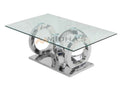 Four Ring Tempered Glass Top Coffee Table