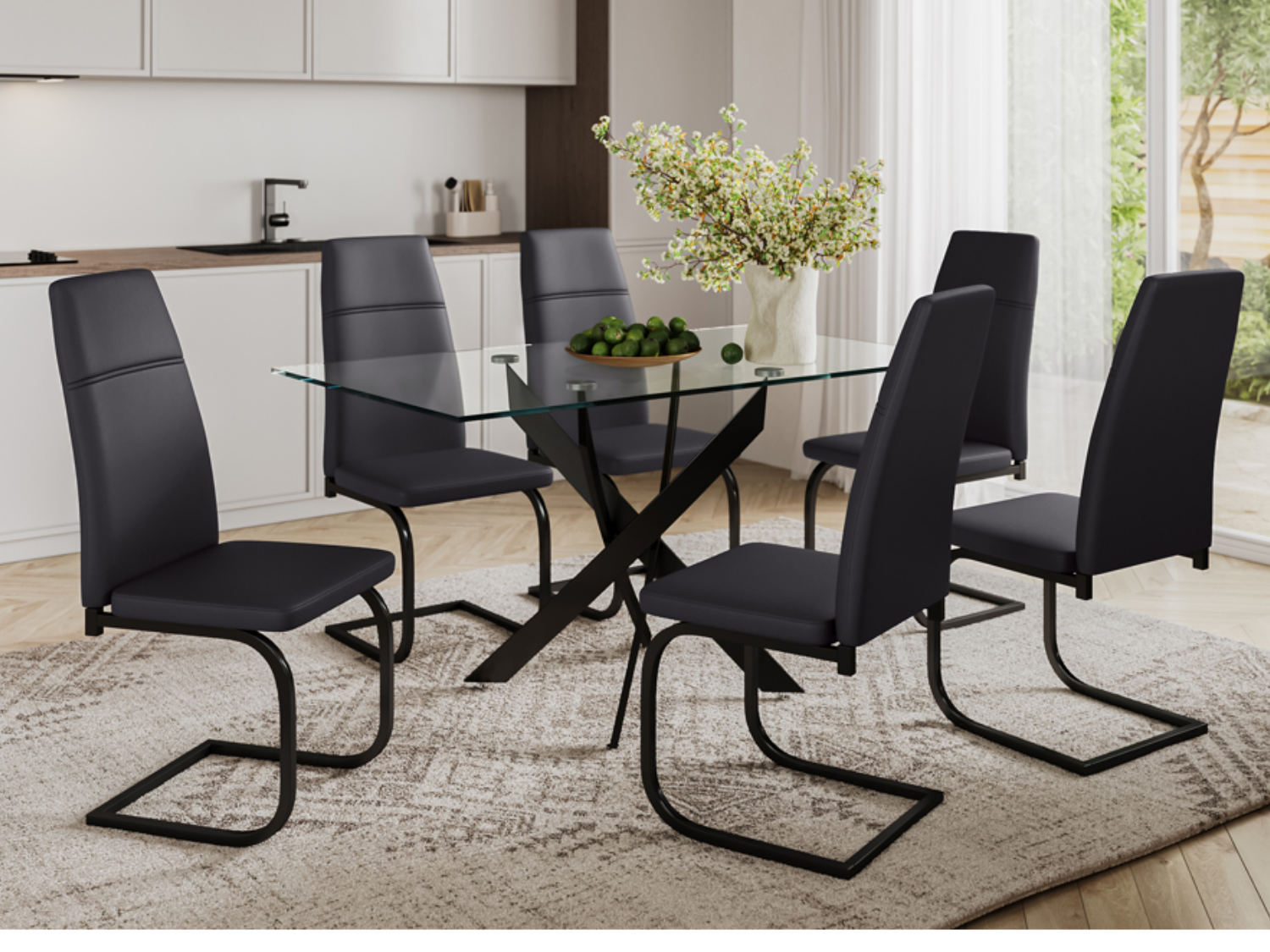 Kairo 7 PC Glass Dining Set