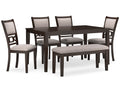 Langwest Dining Table and 4 Chairs and Bench (Set of 6) by Ashley