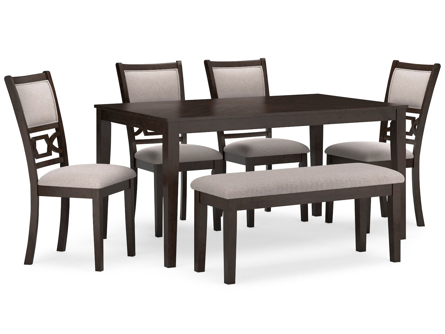 Langwest Dining Table and 4 Chairs and Bench (Set of 6) by Ashley