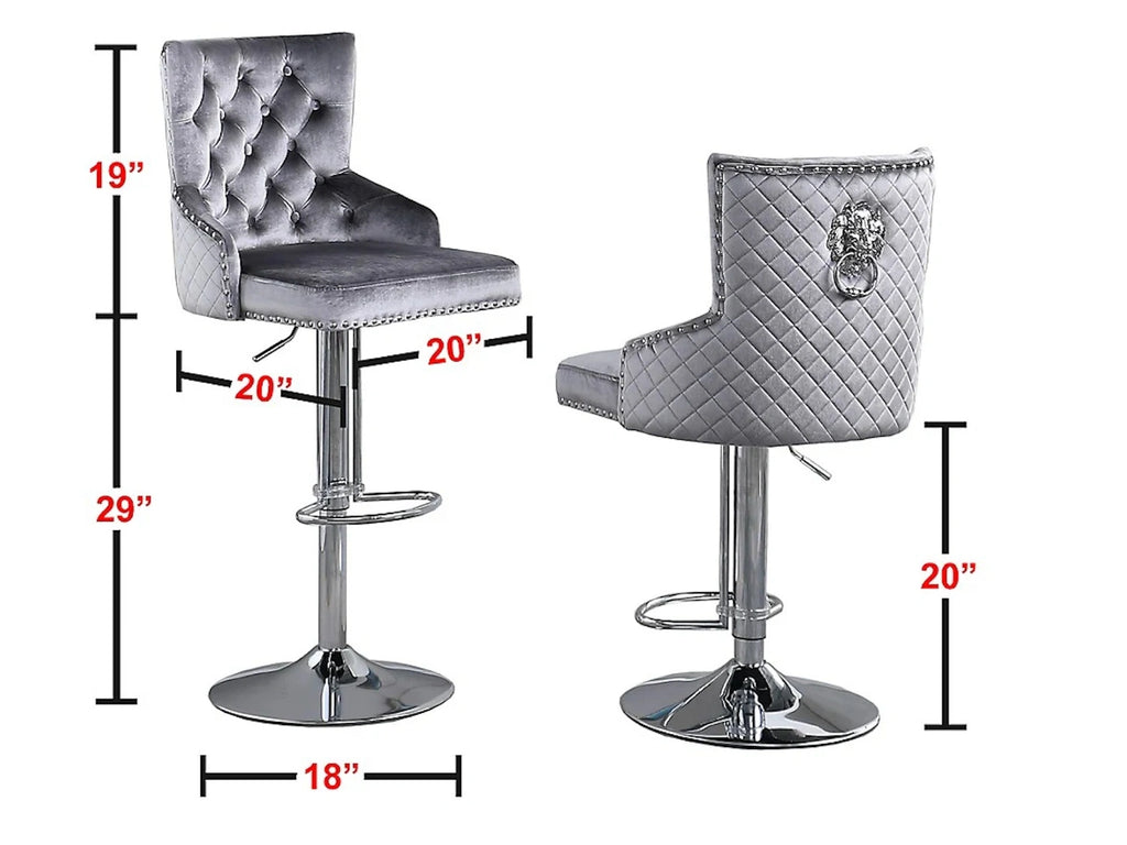 Leo Bartool (Set of Two) Grey Velvet