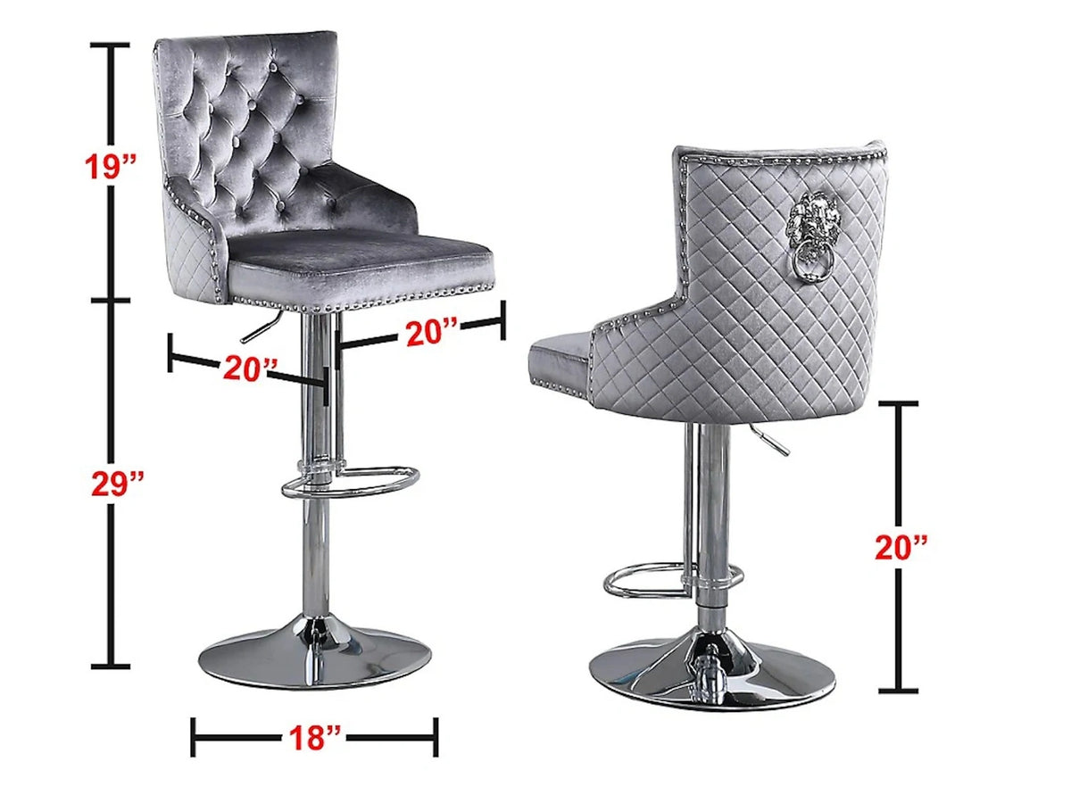 Leo Bartool (Set of Two) Grey Velvet