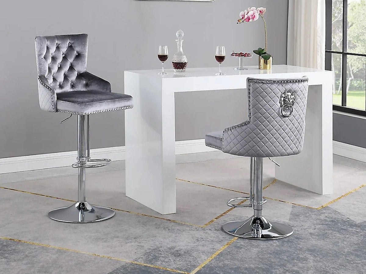 Leo Bartool (Set of Two) Grey Velvet