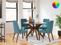 Lyncott Round 5 PC Dining Room Set (Blue Chairs)