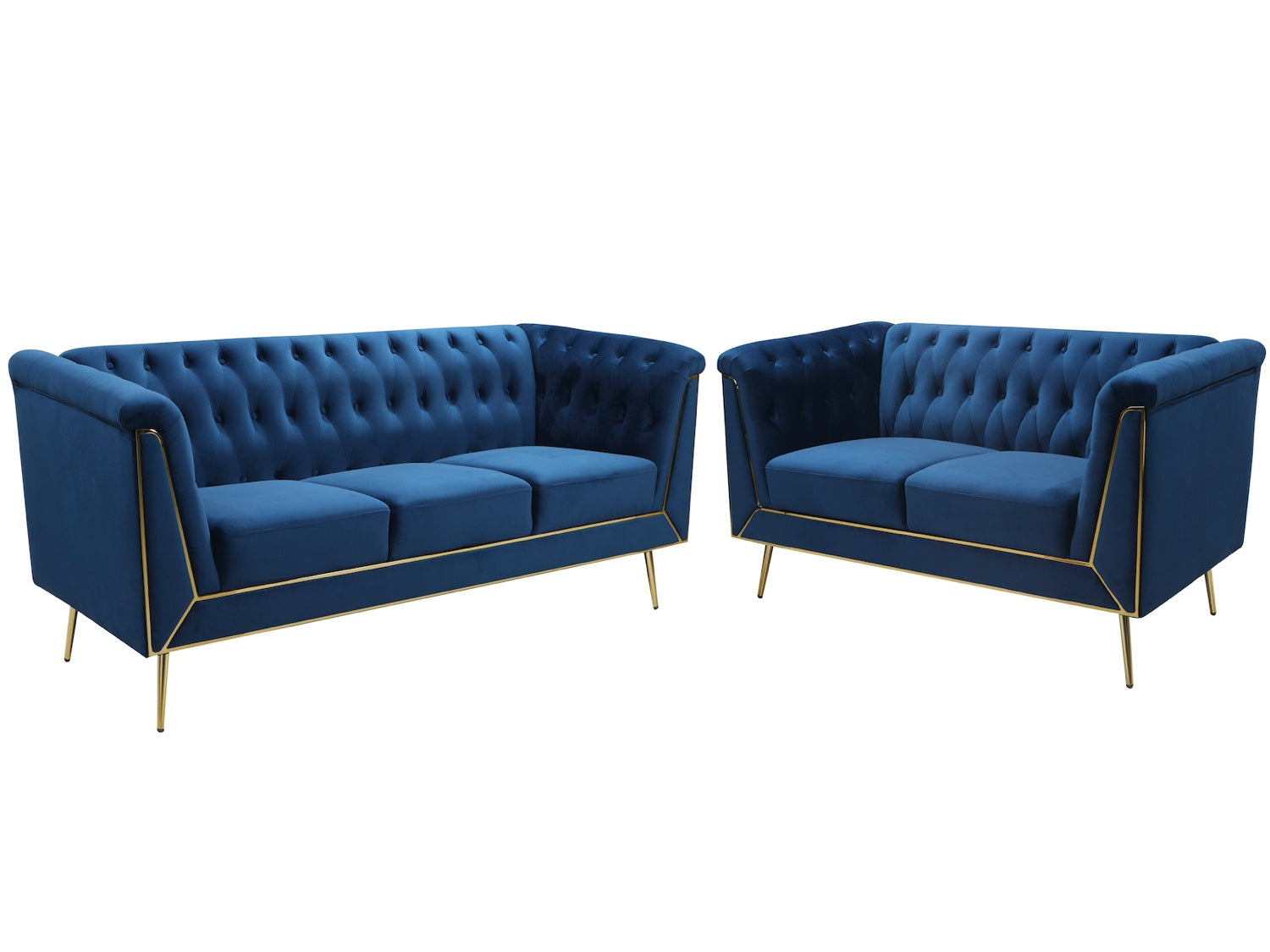 Milo Sofa and Love Seat (Blue & Gold)