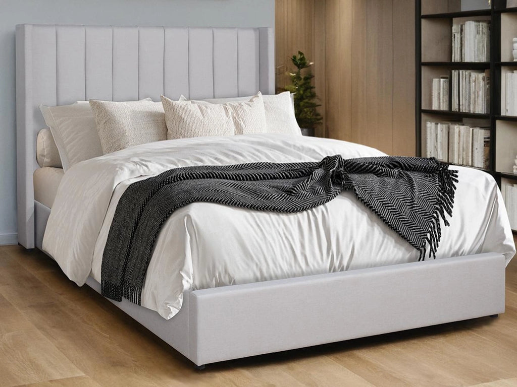 Penny Linen Fabric Queen Hydraulic Storage Bed Only